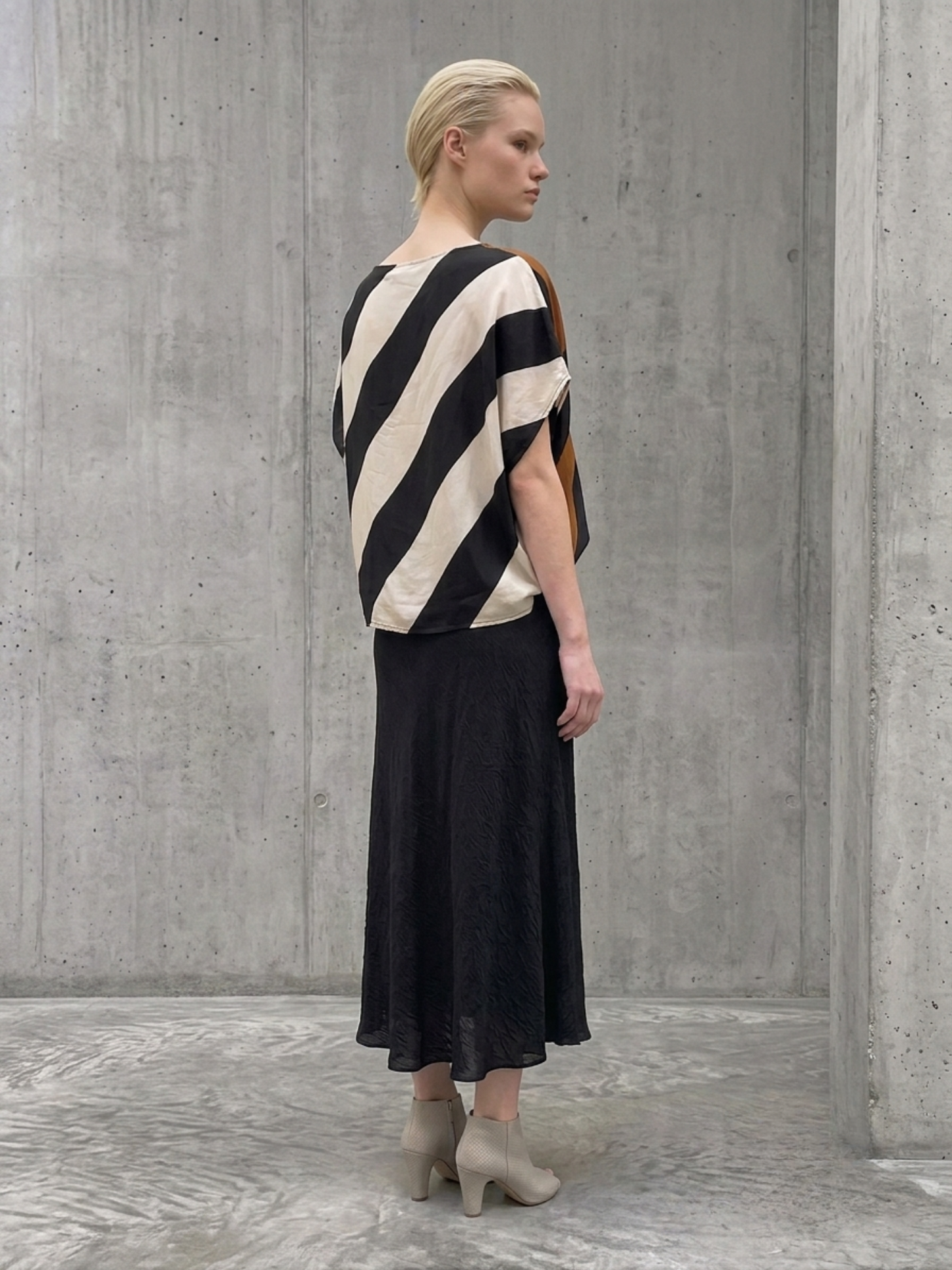 Blouse à rayures coupe droite col rond