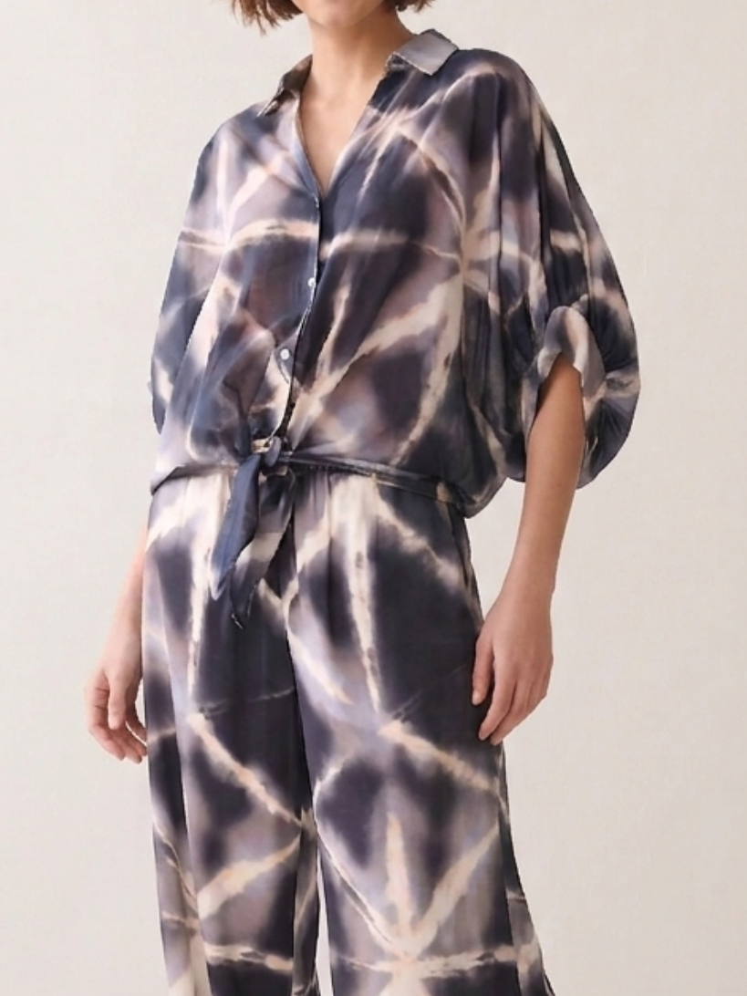 Sheer blouse with bow