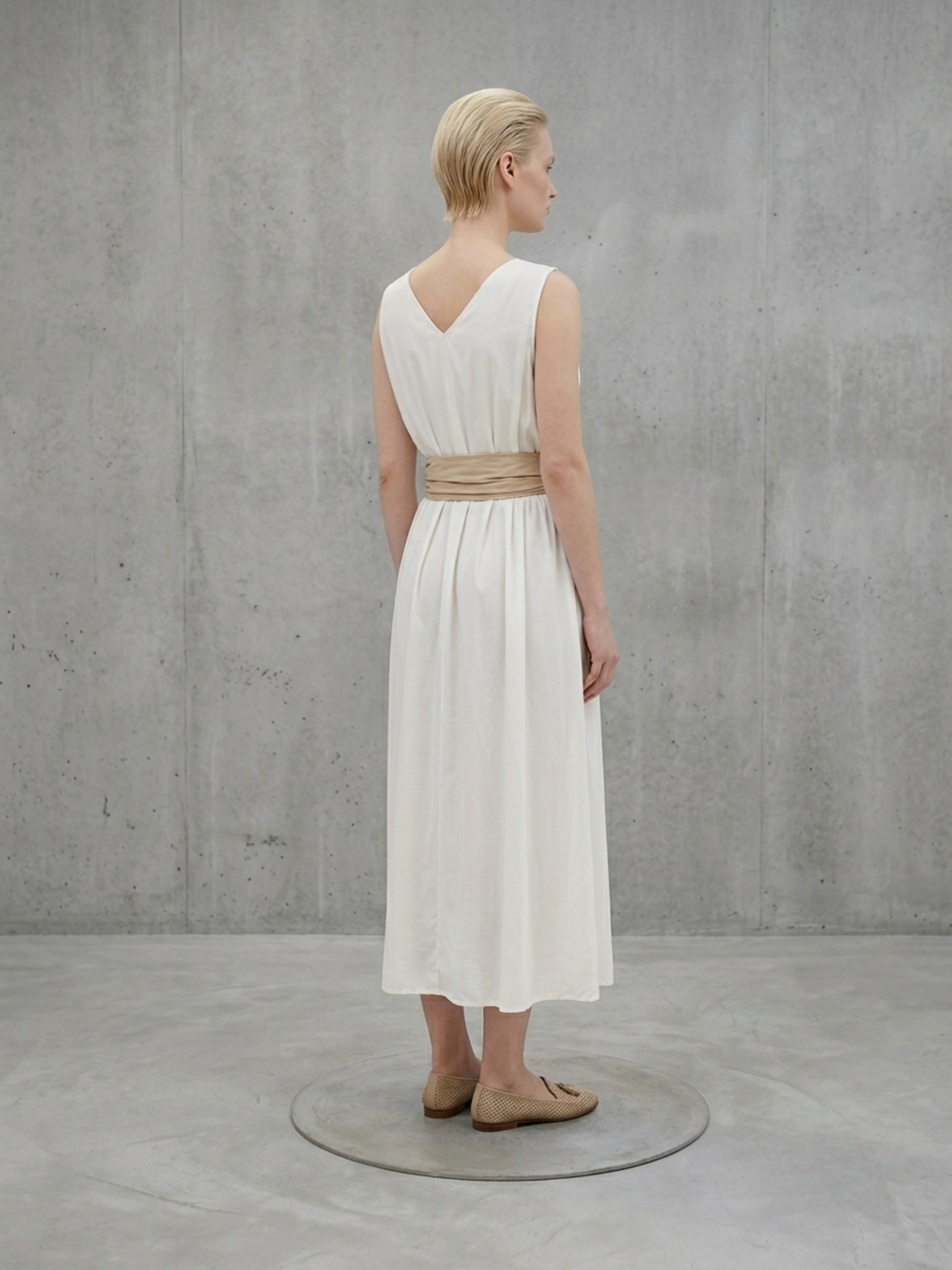 Robe longue évasée à brides larges - Crème