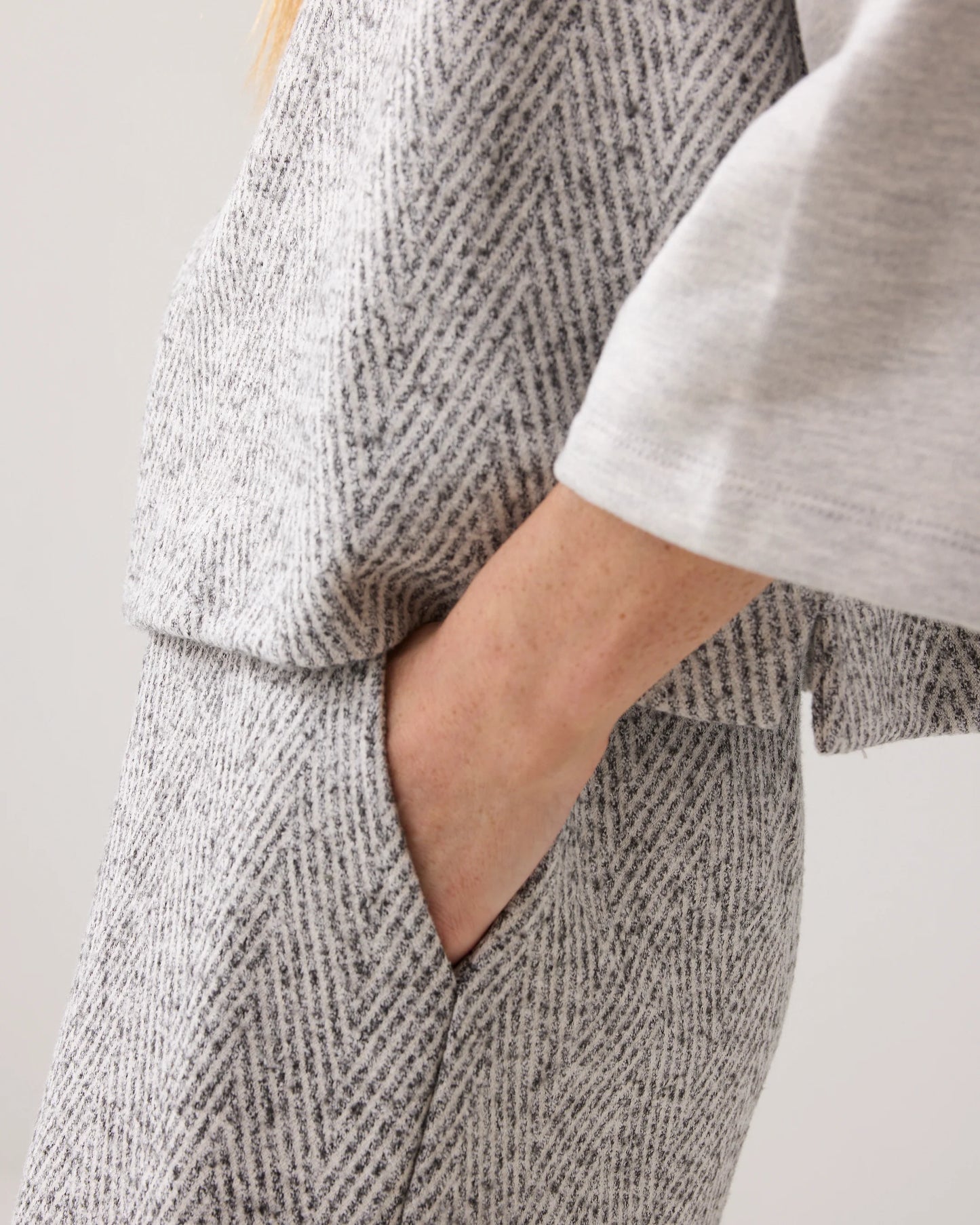 Pantalon Large en Jacquard Chevron
