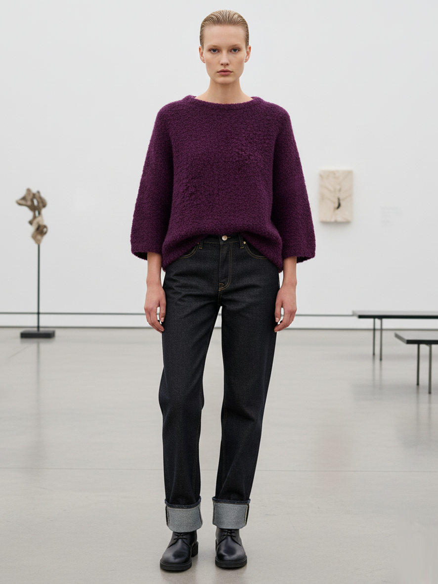 Bouclé alpaca blend sweater – Boxy fit