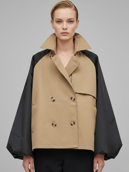 trench-coat oversize contrastant