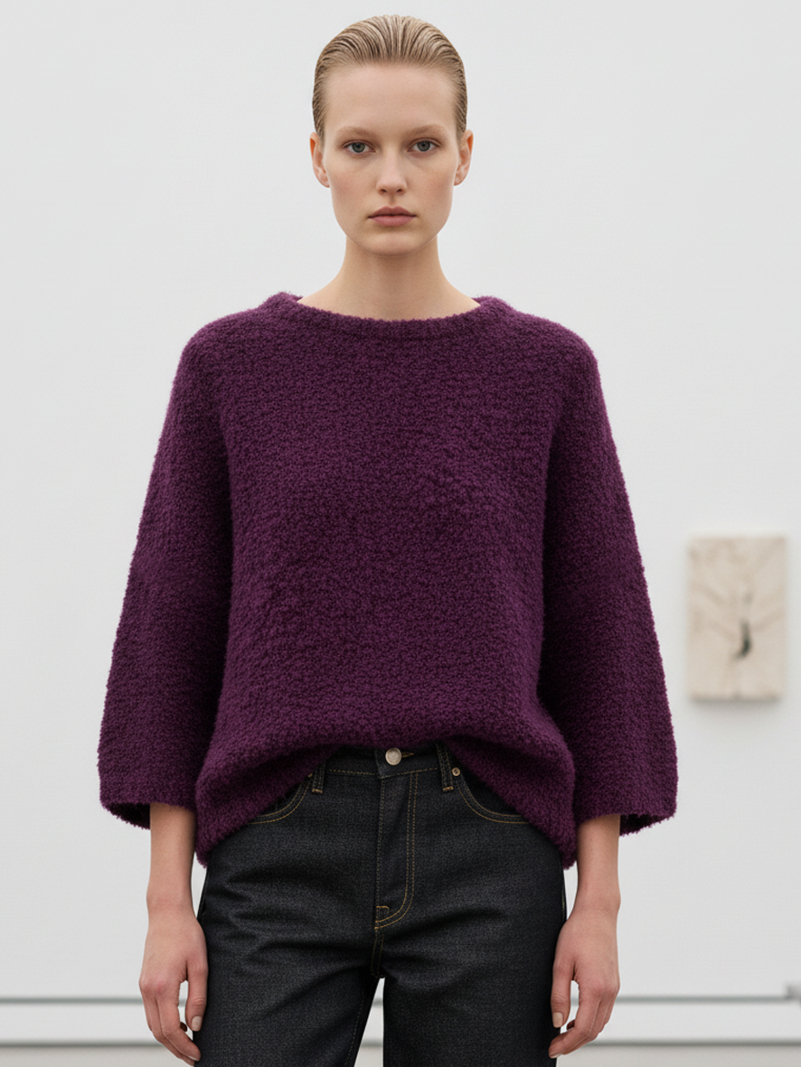 Bouclé alpaca blend sweater – Boxy fit