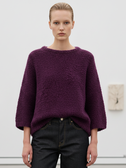 Pull bouclé en mélange d’alpaga – Coupe boxy