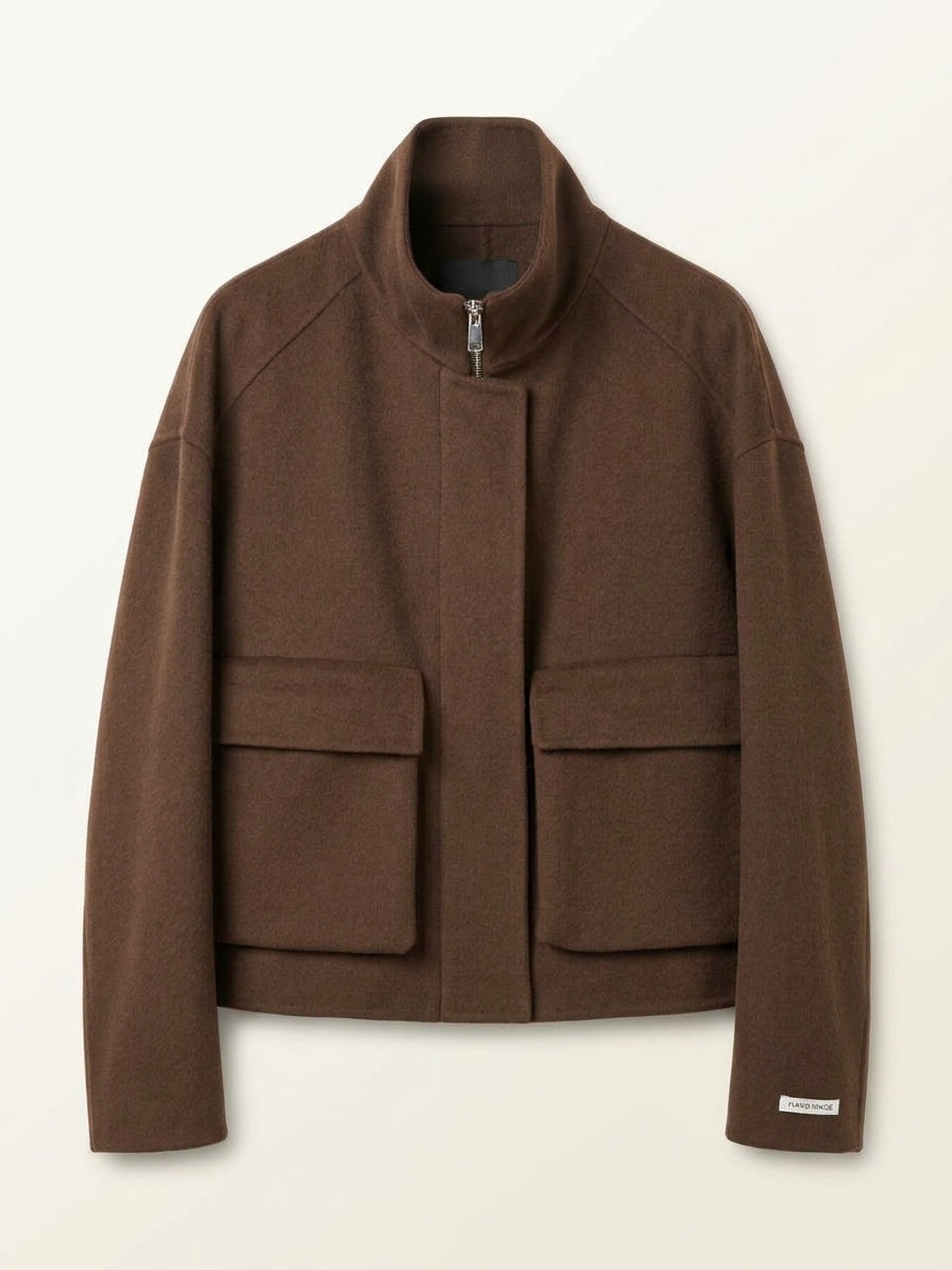 Blouson court structuré – Marron chocolat