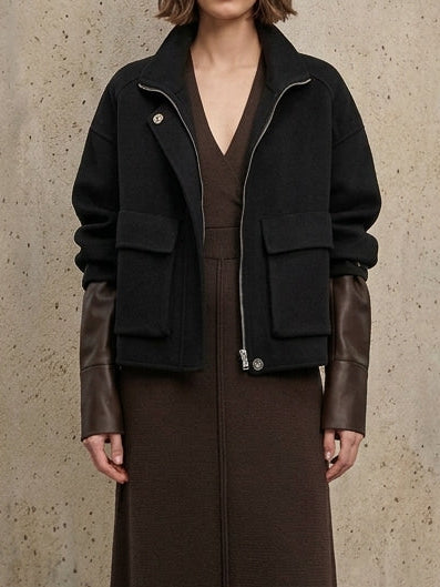 Blouson court structuré – Noir
