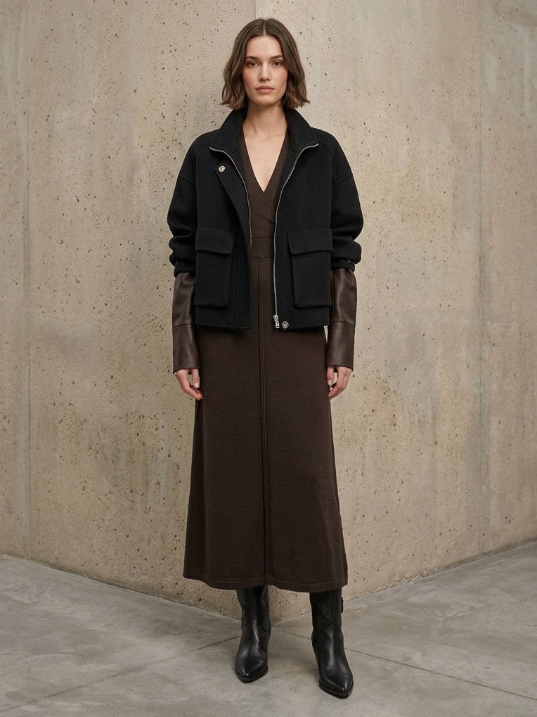 Blouson court structuré – Noir