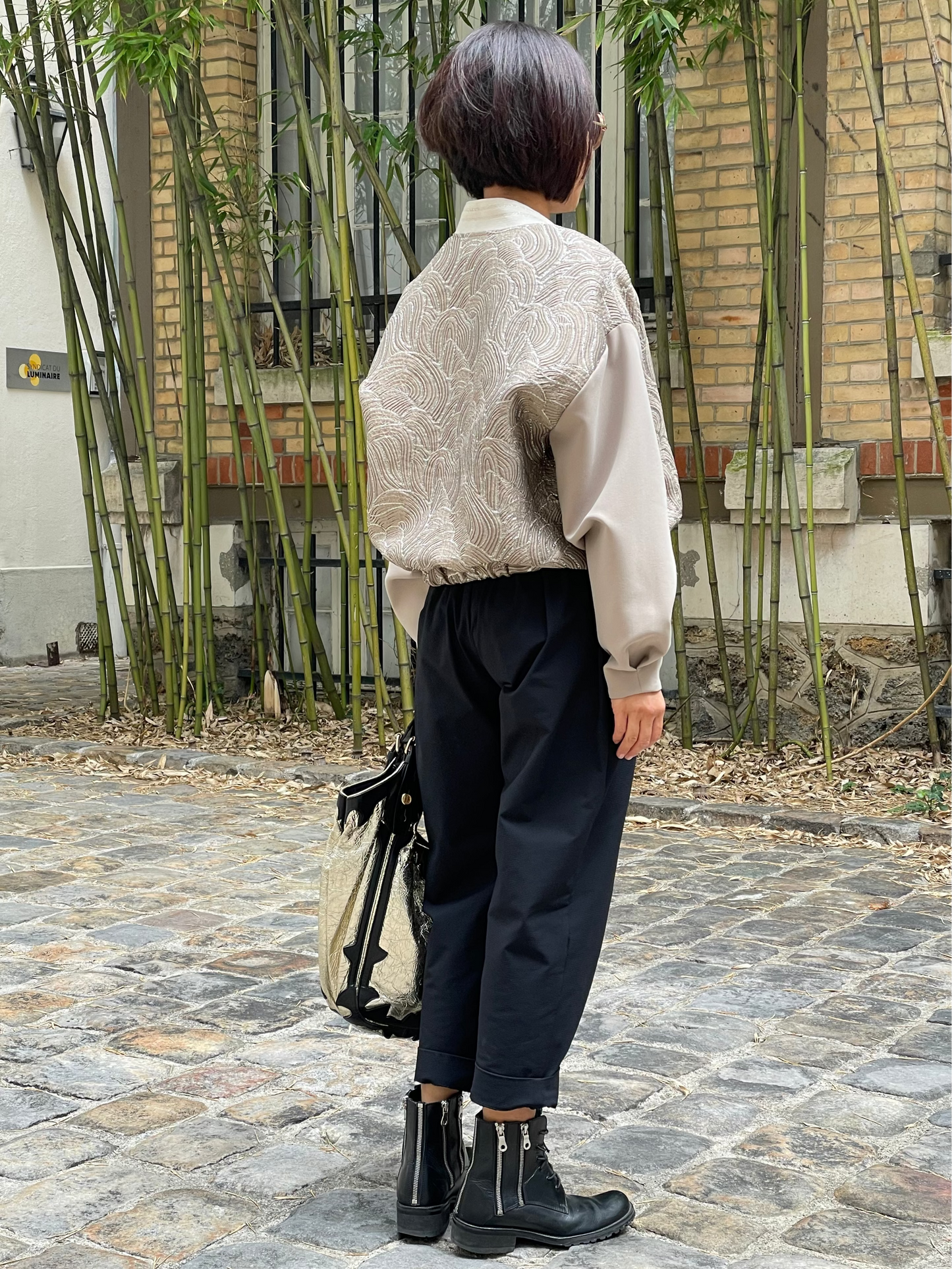 Blouson bomber en jacquard/mousse