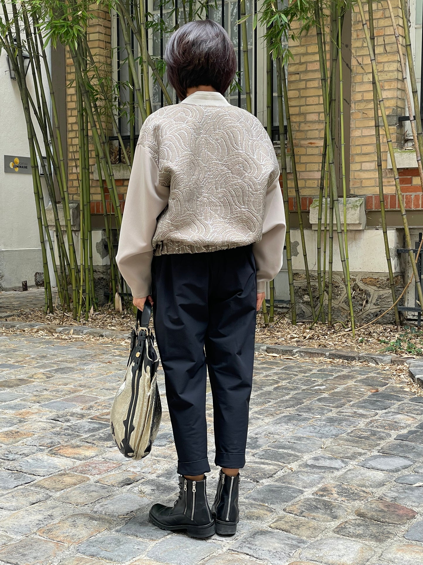 Blouson bomber en jacquard/mousse
