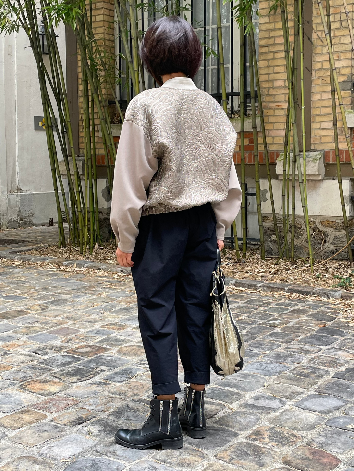 Blouson bomber en jacquard/mousse