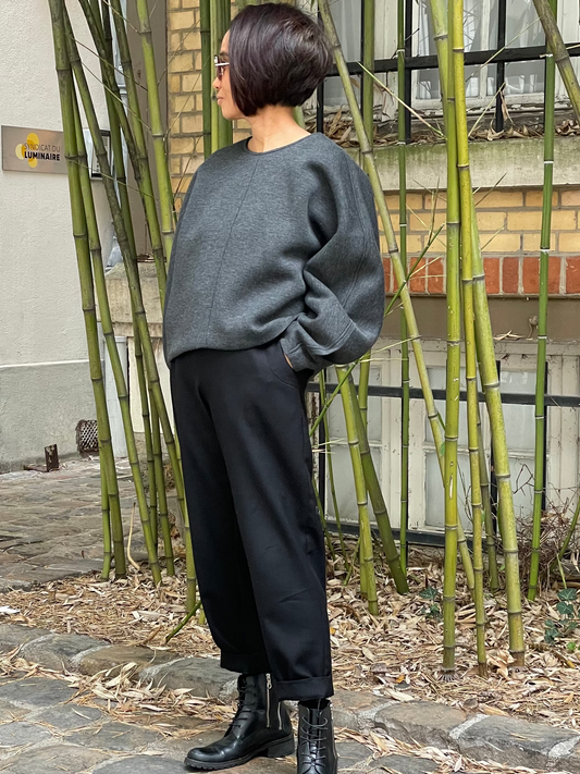 Scuba sweatshirt with balloon sleeves