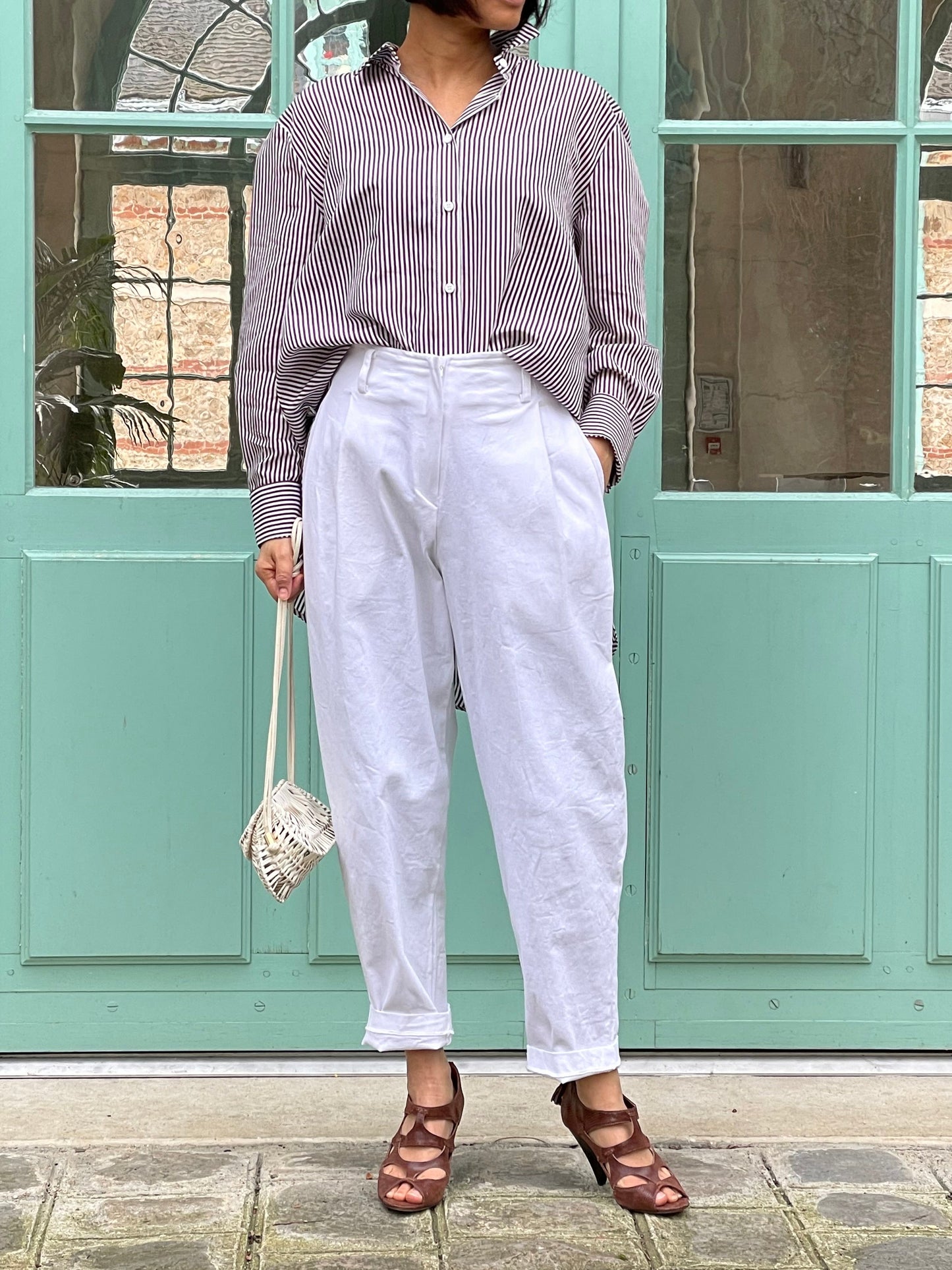 Burgundy striped blouse