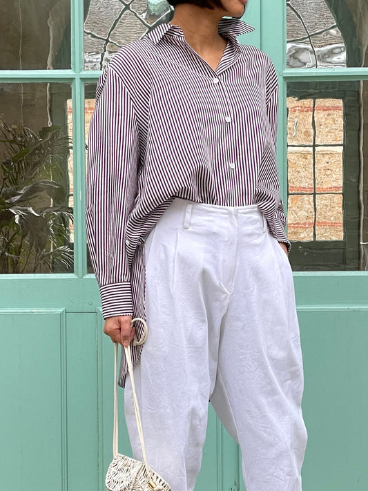 Burgundy striped blouse