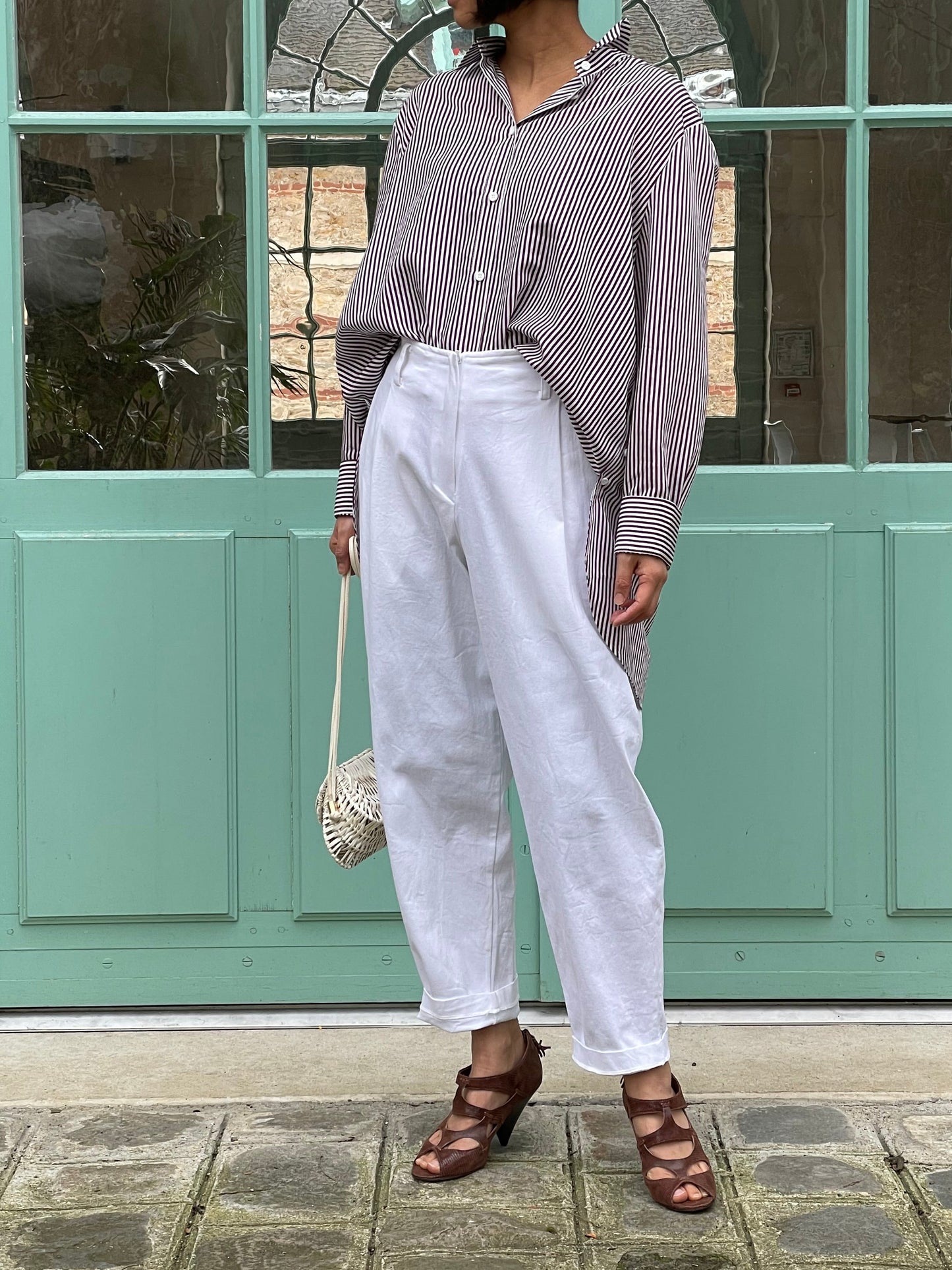 Burgundy striped blouse