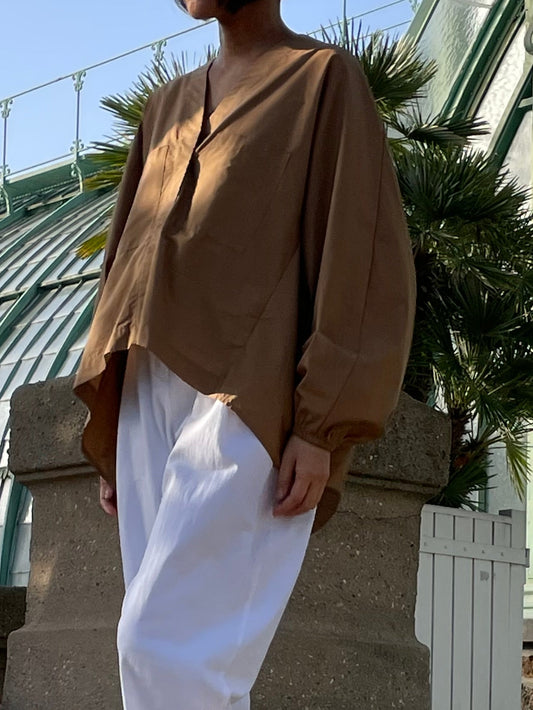 Chemise en coton cognac - coupe ample