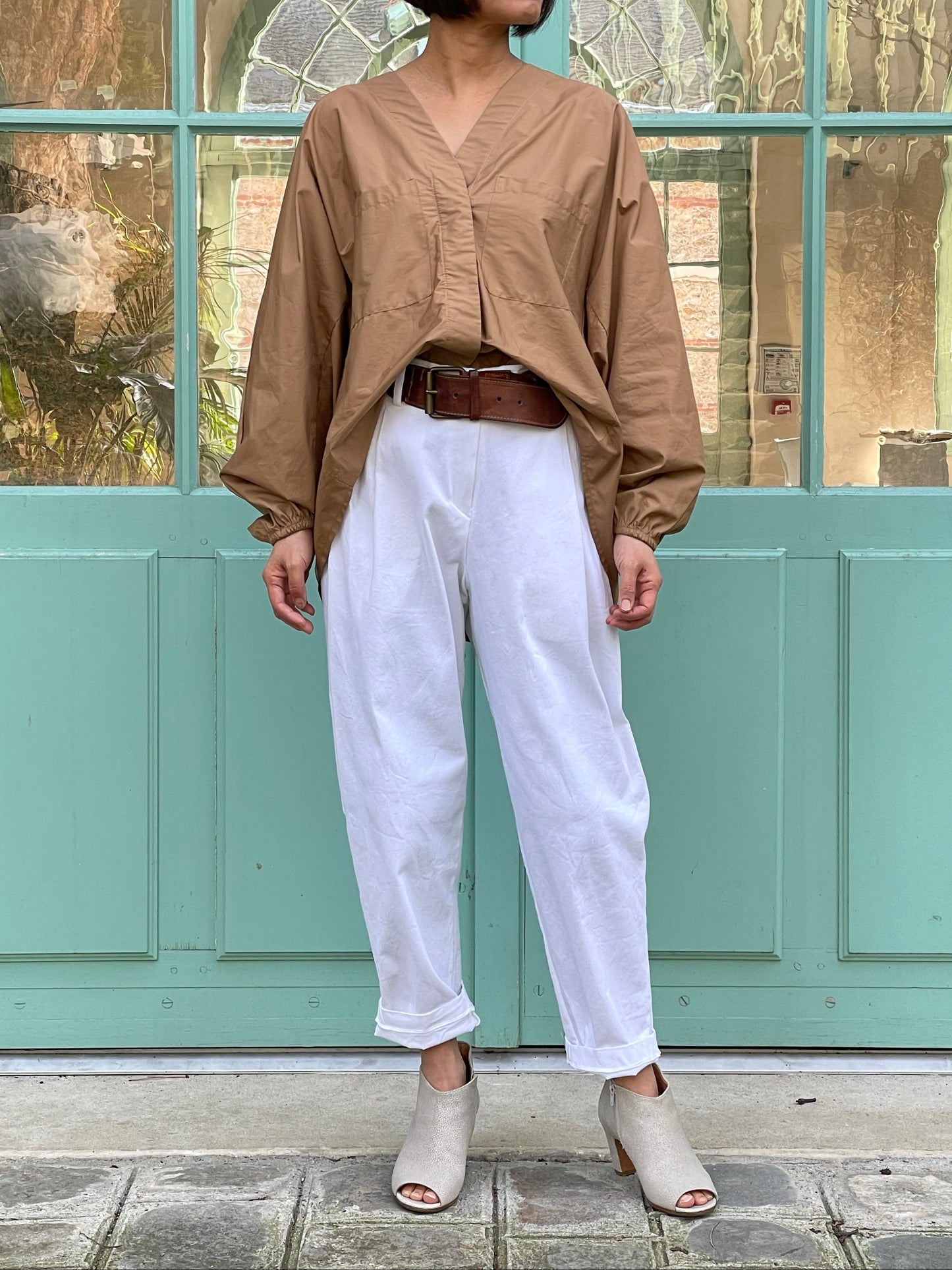 Chemise en coton cognac - coupe ample