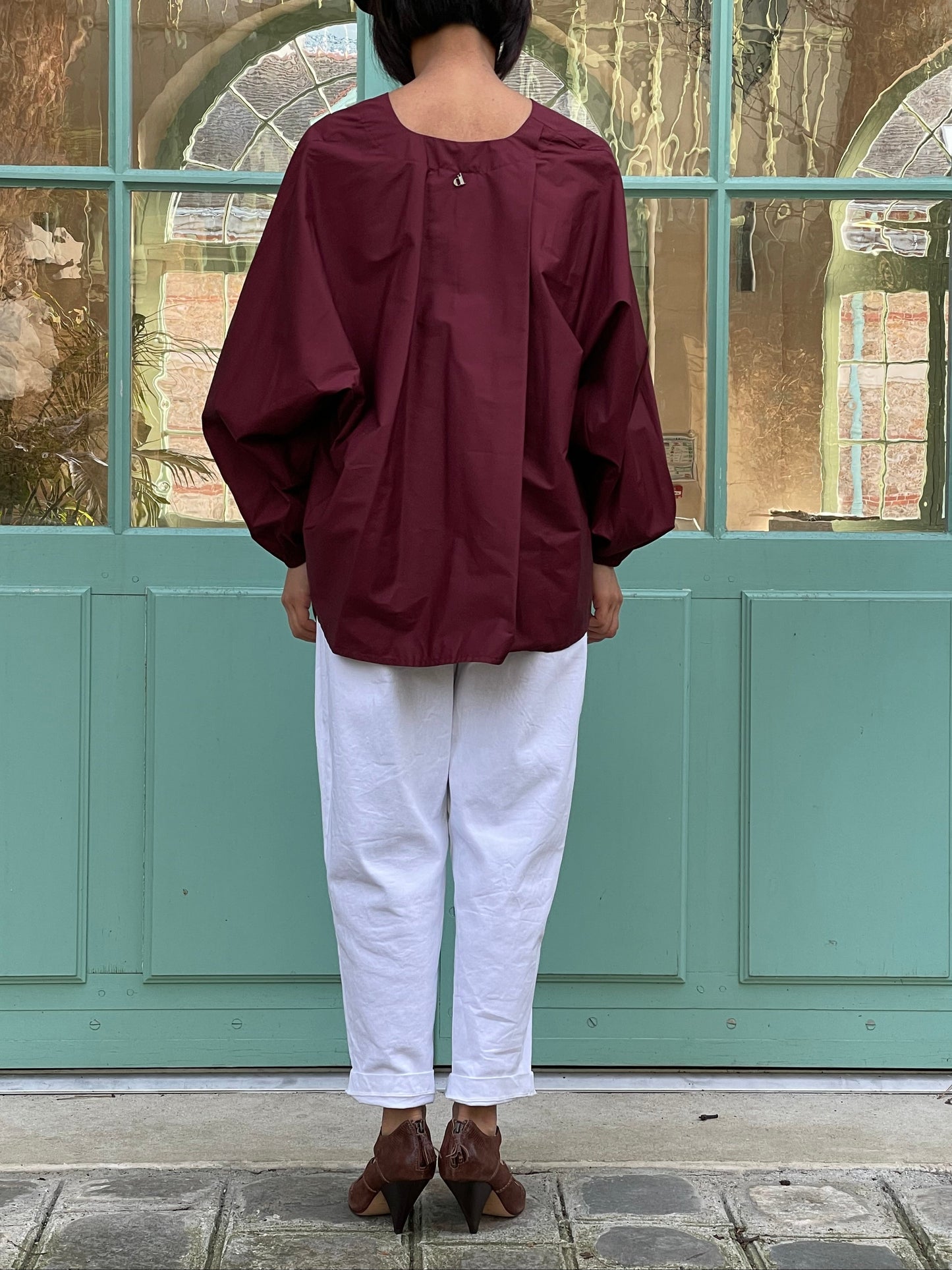 Chemise en coton bordeaux - coupe ample