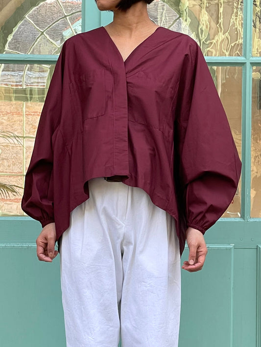 Chemise en coton bordeaux - coupe ample