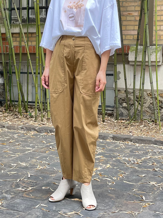 Pantalon court taille haute