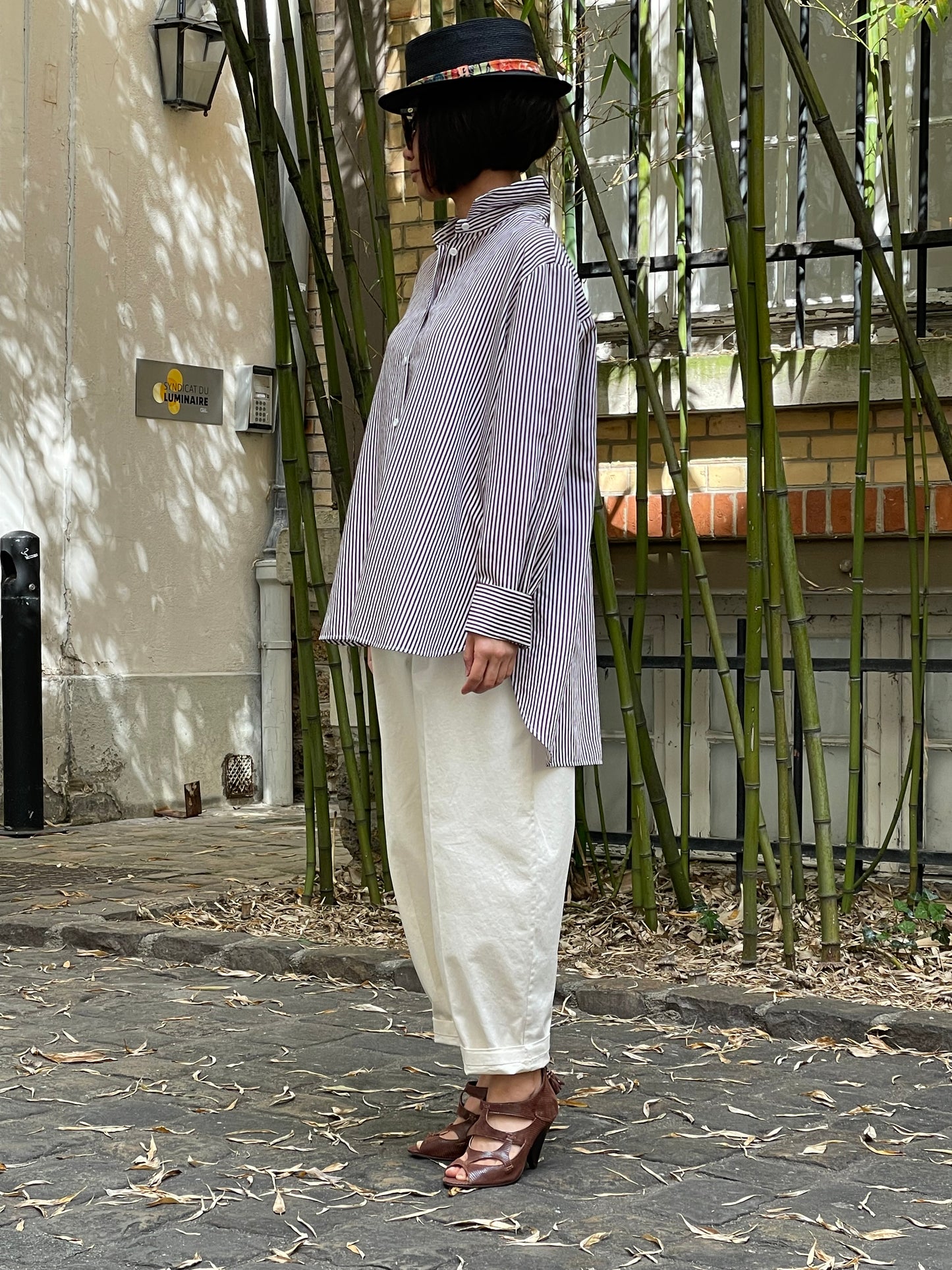 Chemisier rayé bordeaux