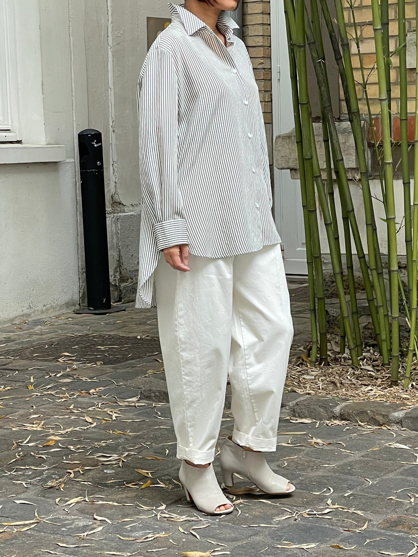 chemisier rayé kaki