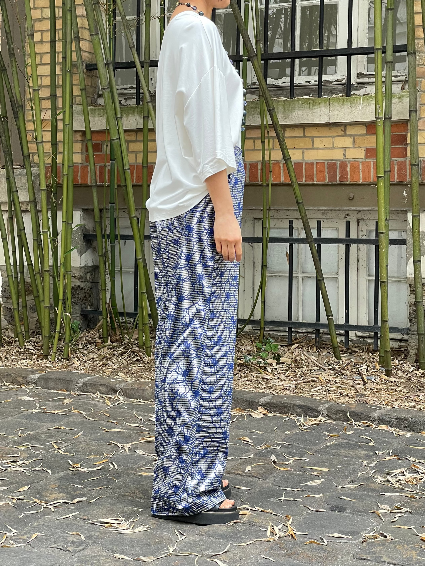 Wide-leg floral palazzo trousers