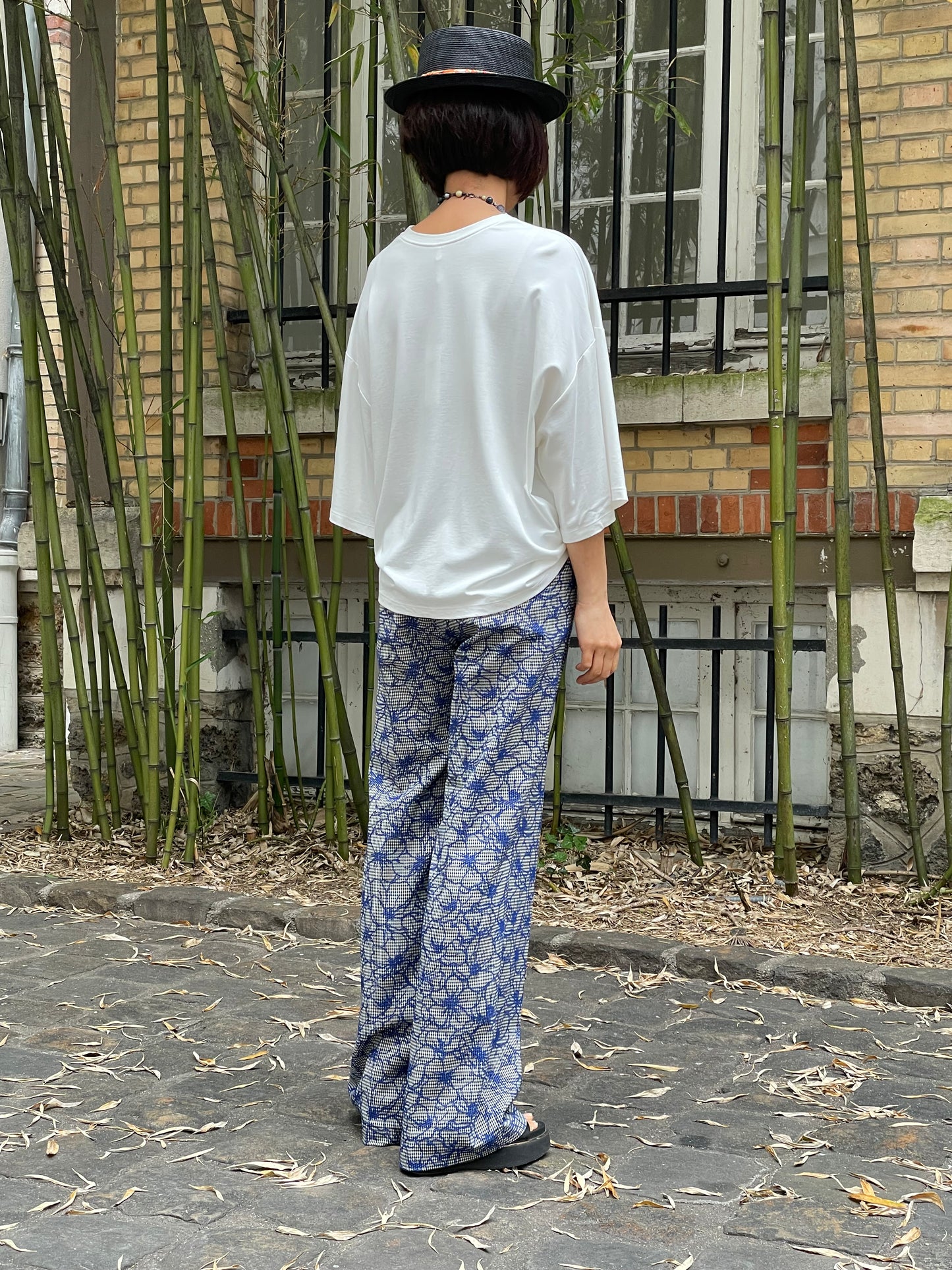 Wide-leg floral palazzo trousers