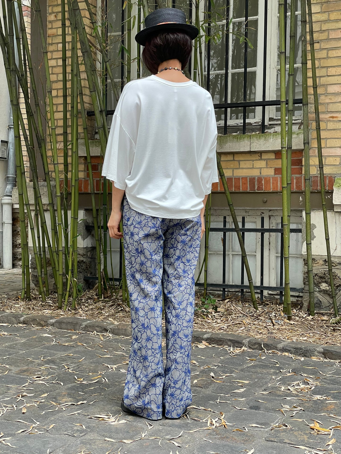 Wide-leg floral palazzo trousers