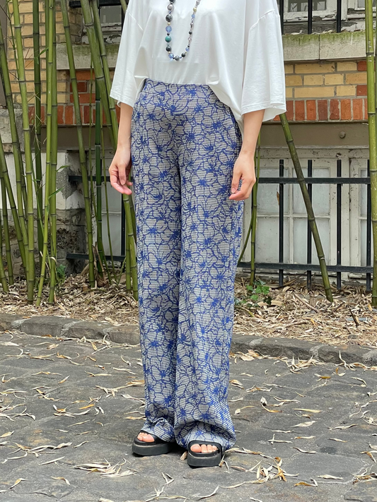 Wide-leg floral palazzo trousers
