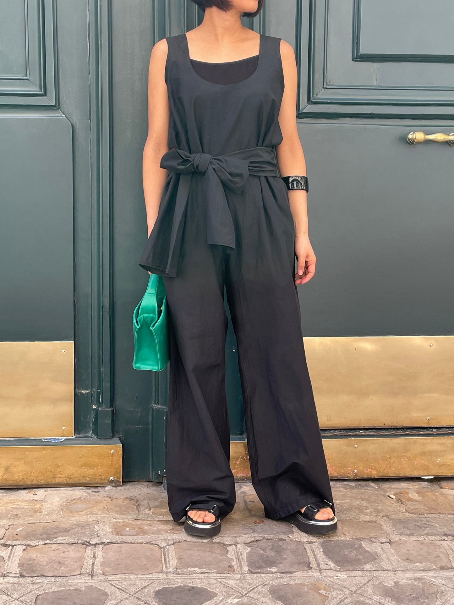 Combinaison en coton et soie couleur noir