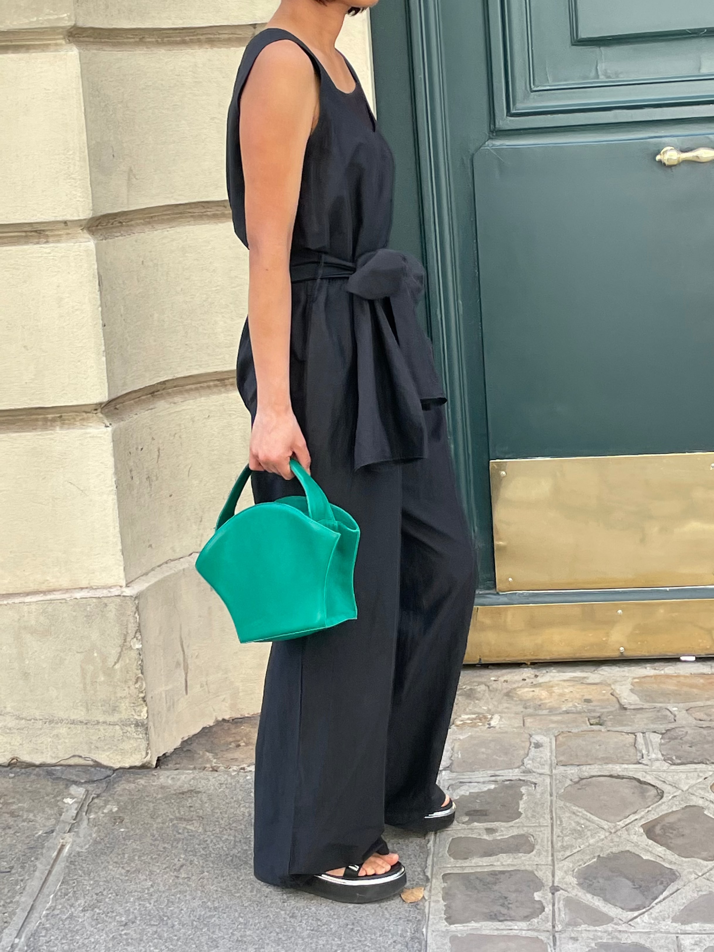 Combinaison en coton et soie couleur noir