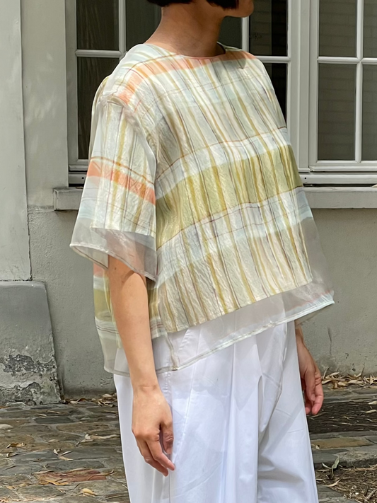 Translucent striped T-shirt