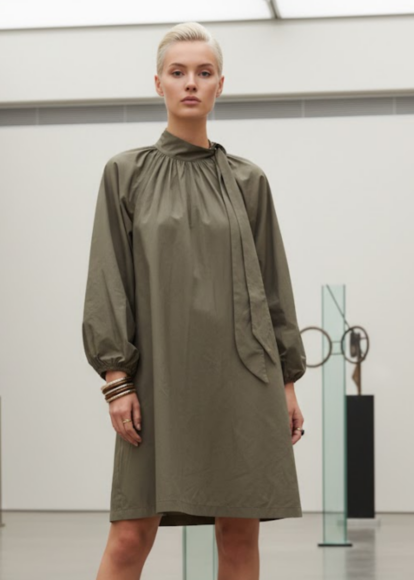 Taffeta Trapeze Dress - Black Elegance