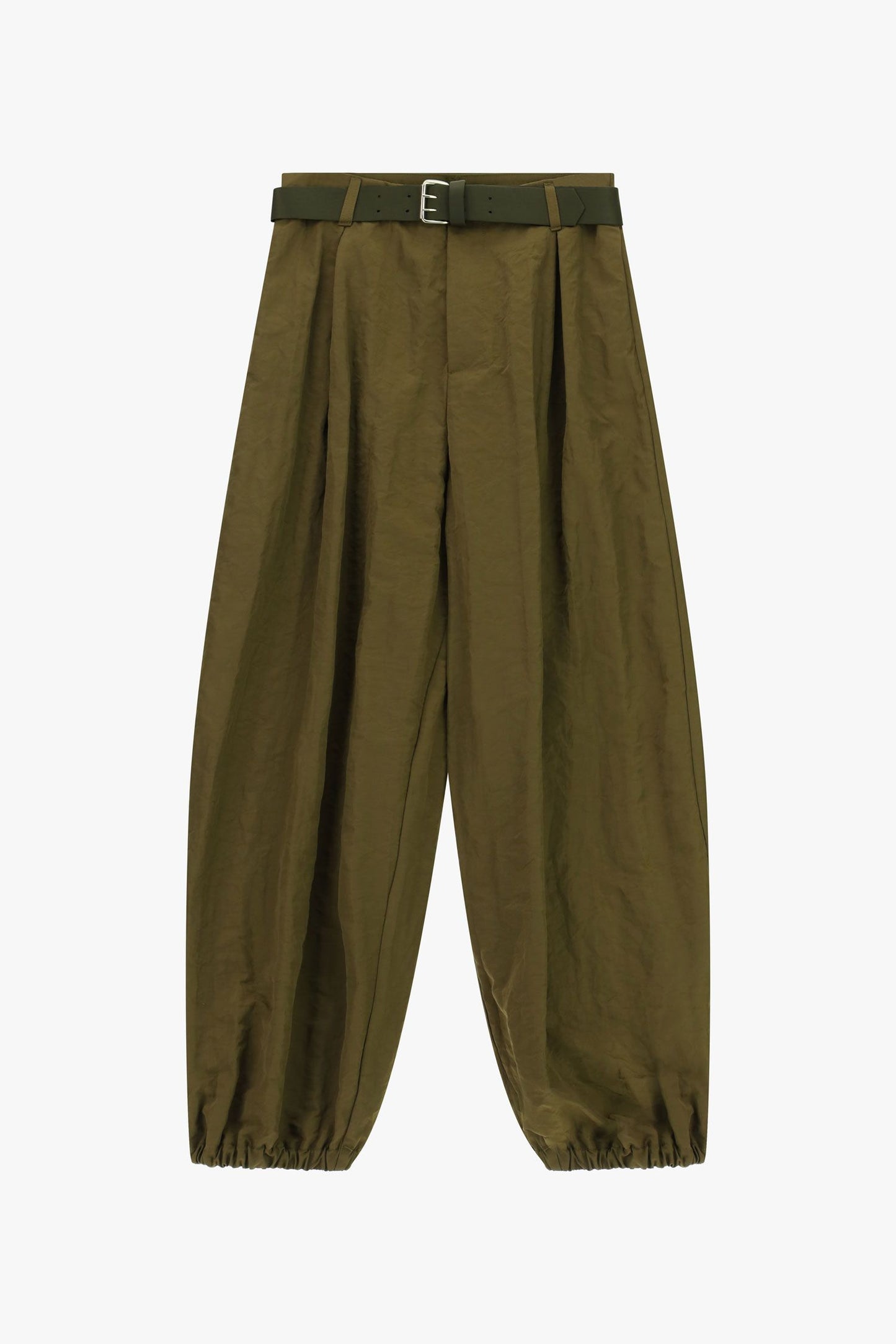 Pantalon jogging habillé taille haute avec ceinture et bas élastiqué