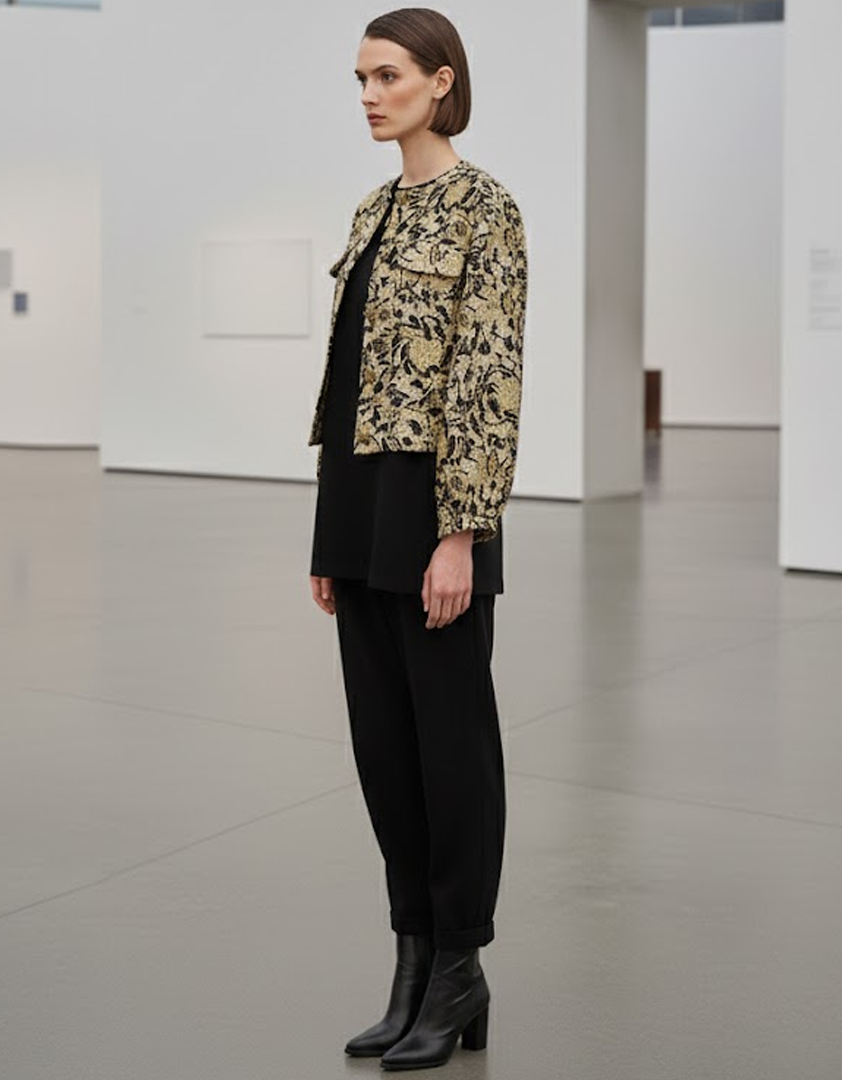 Veste boxy en jacquard baroque