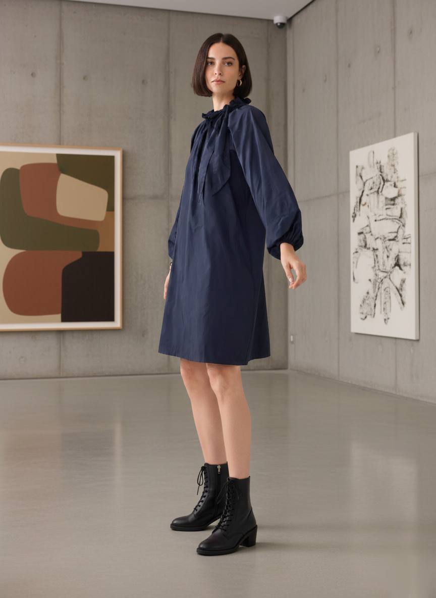 Robe Trapèze Taffetas - Black Élégance