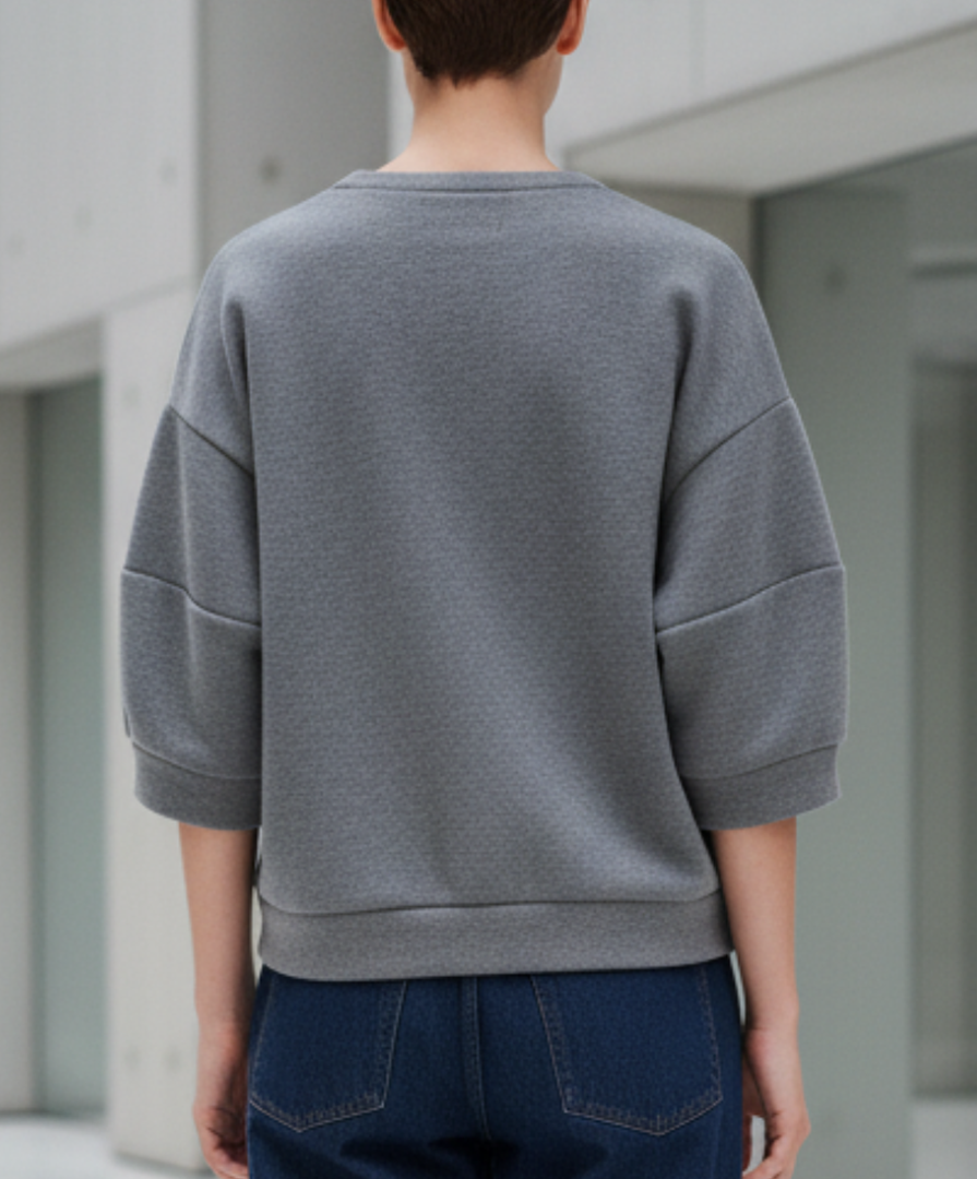 Sweat-shirt à manches 3/4 gris moyen