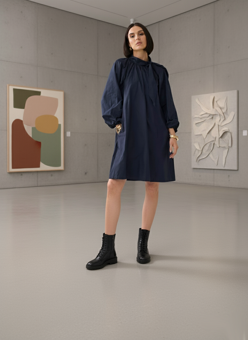 Robe Trapèze Taffetas - Black Élégance