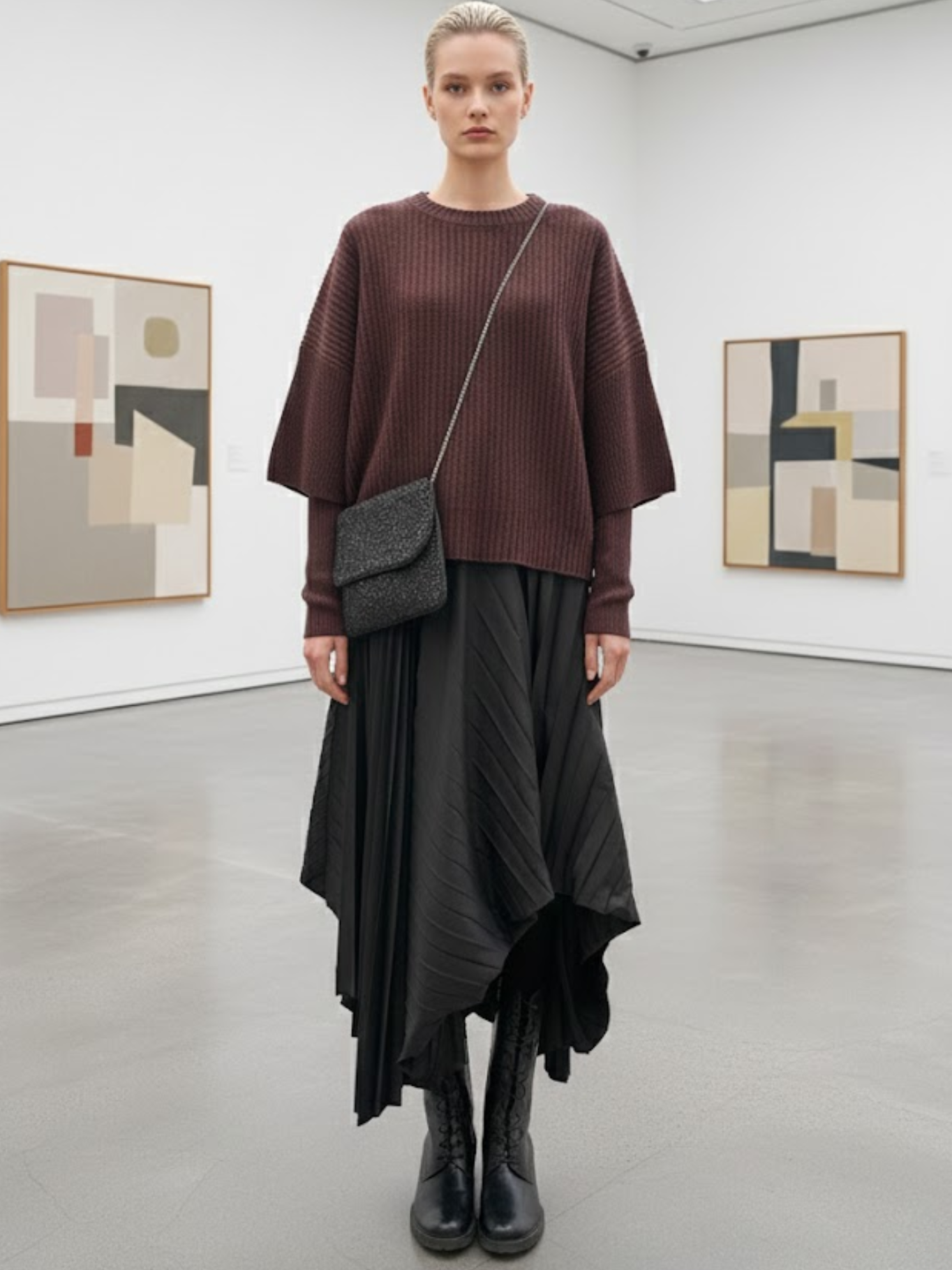 Taffeta Trapeze Dress - Black Elegance