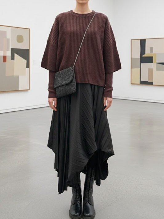 Taffeta Trapeze Dress - Black Elegance