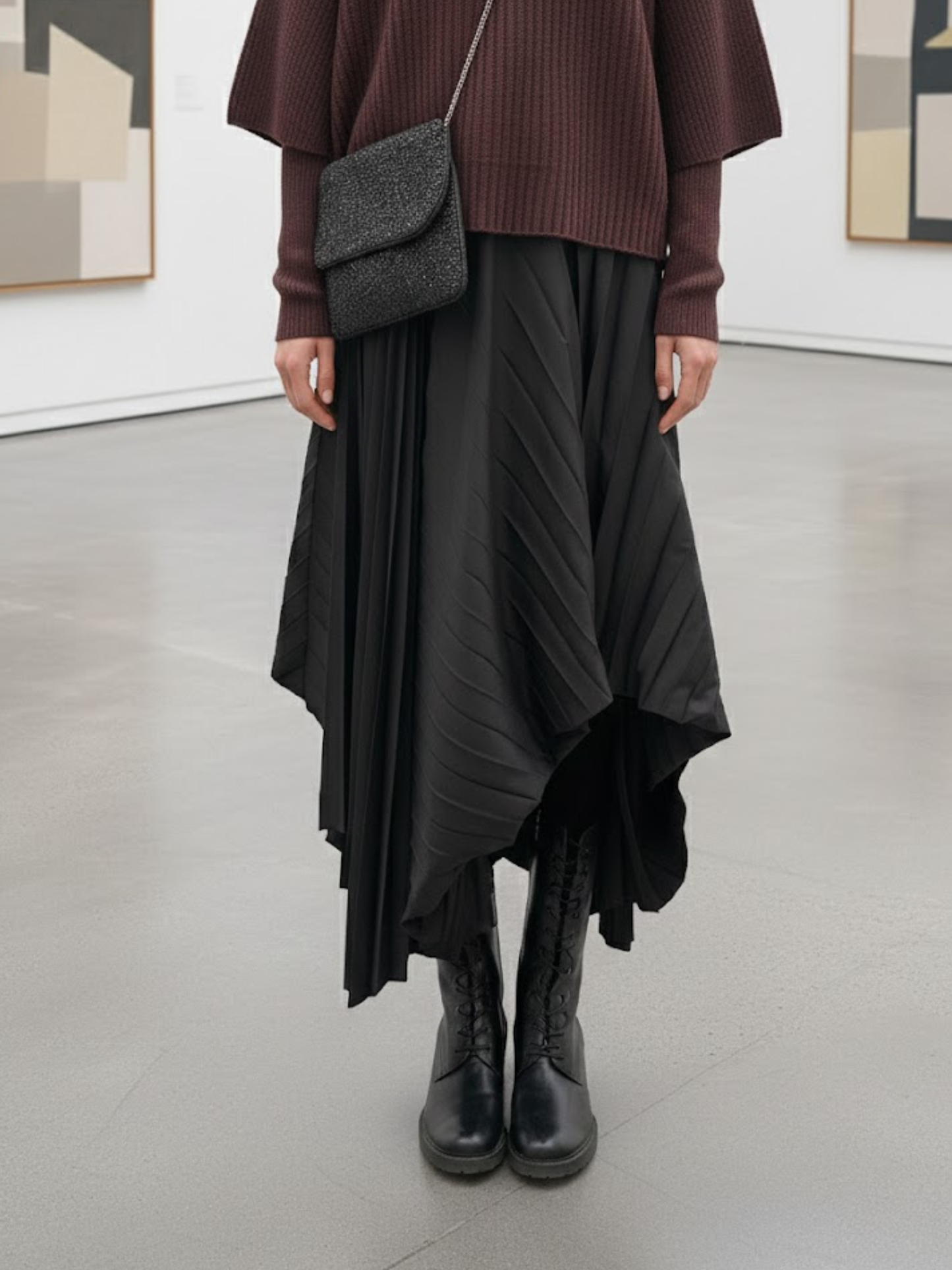 Taffeta Trapeze Dress - Black Elegance