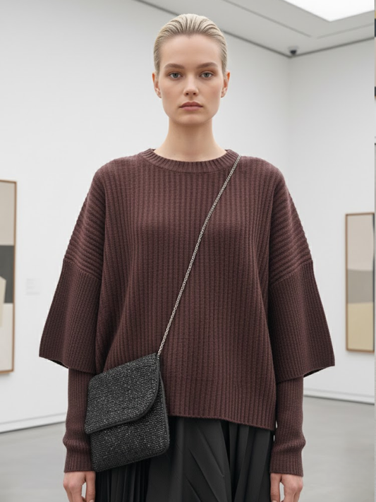 Bouclé alpaca blend sweater – Boxy fit