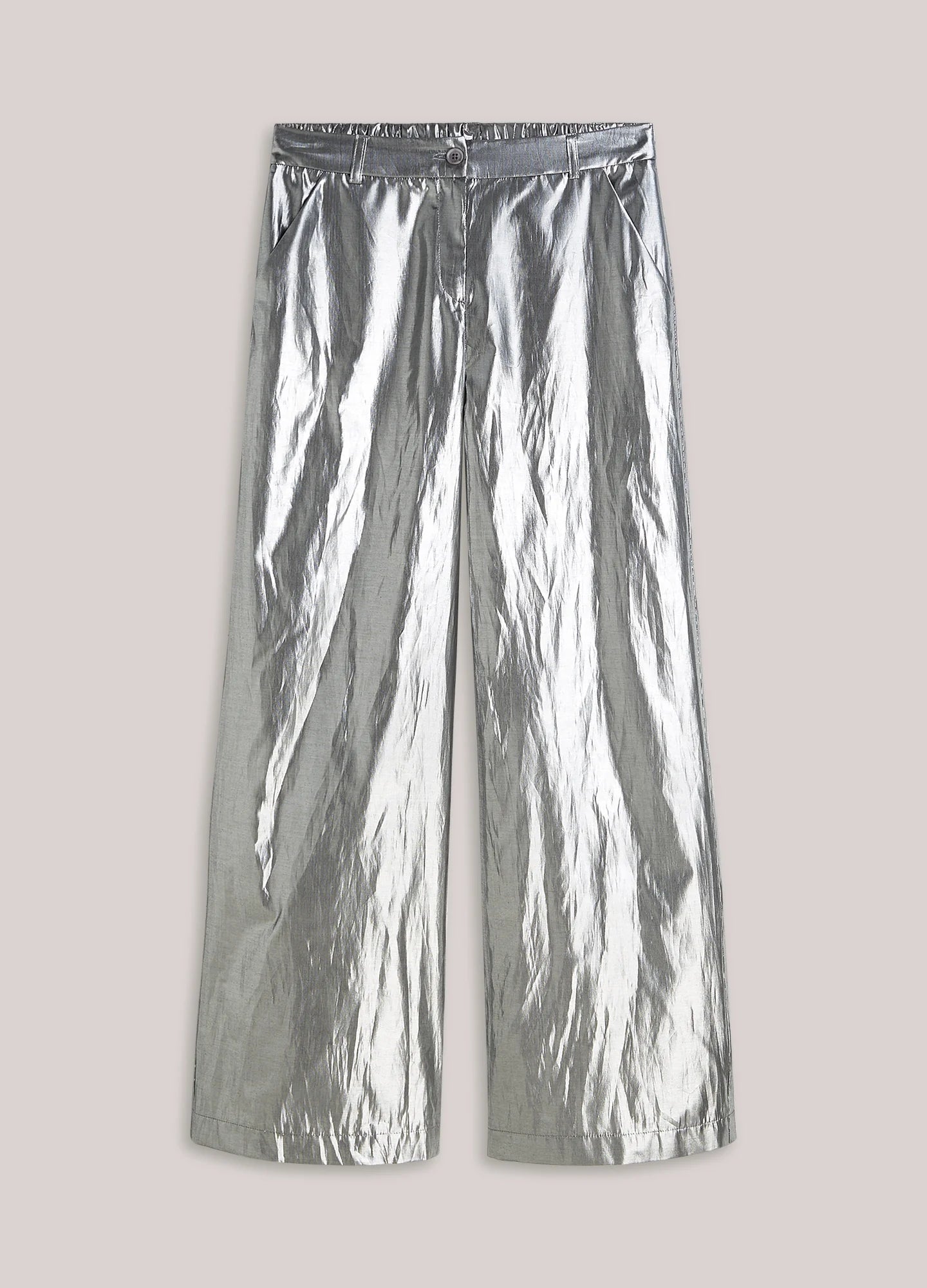 Pantalon large argenté brillant