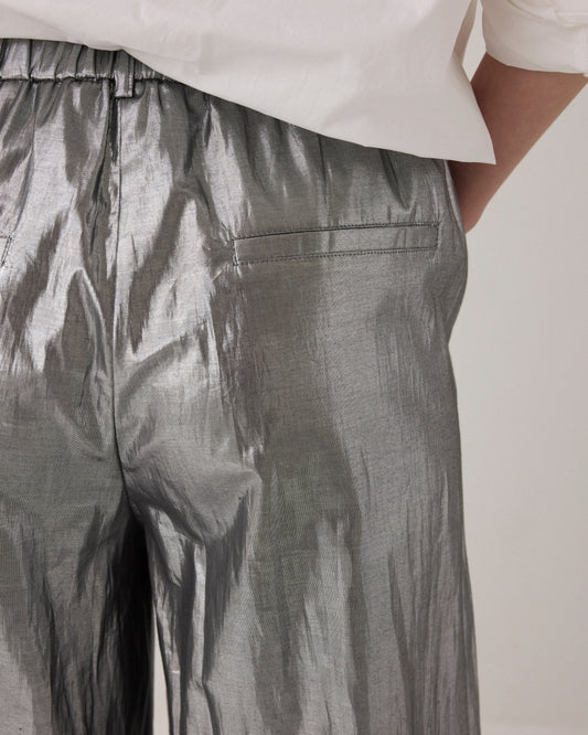 Pantalon large argenté brillant