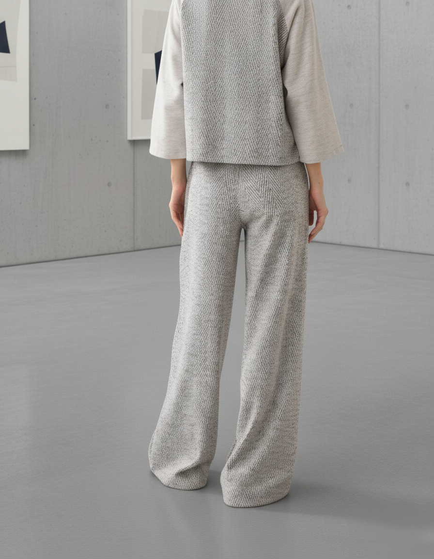 Pantalon Large en Jacquard Chevron
