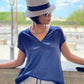Top/Blouse tissu métallisé