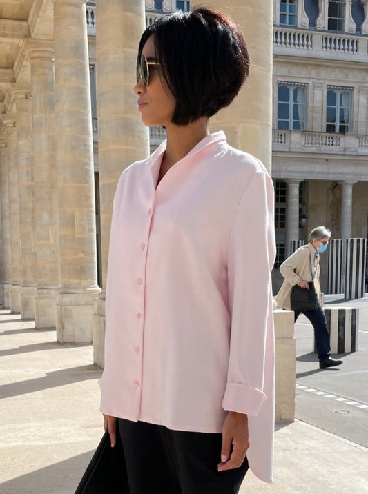 Chemise Jacquard uni - Petit col V