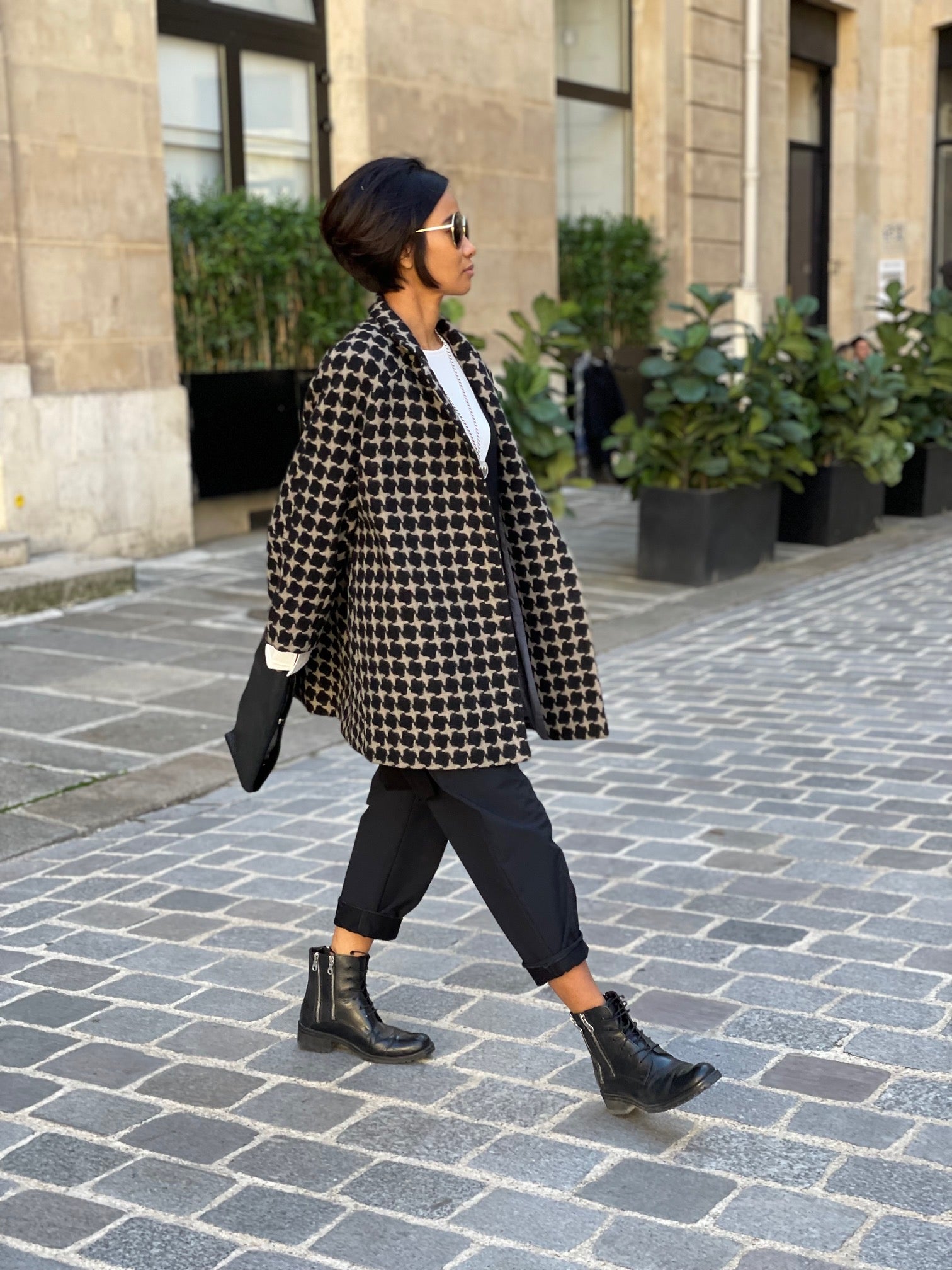 Manteau Veste pied de poule 100 laine Belles de Seine